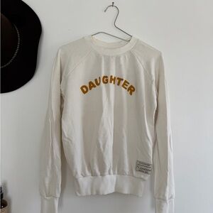 Daughter white and yellow chain stitch  Crew Neck Sweater